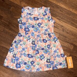 NWT Peach Floral Sleeveless Girls Dress